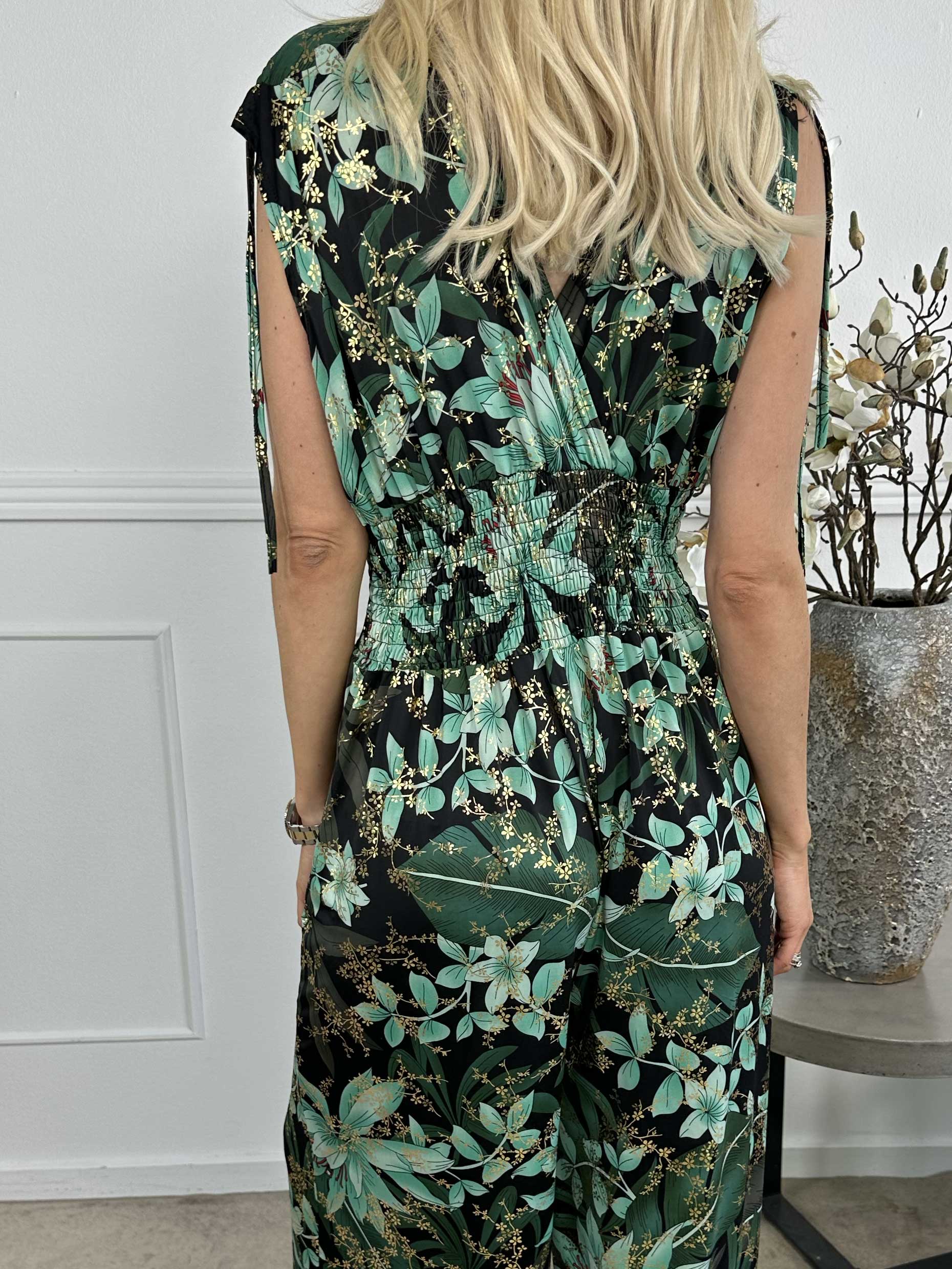 Pams Jumpsuit N/S - Elastisk buksedragt med bladmønster